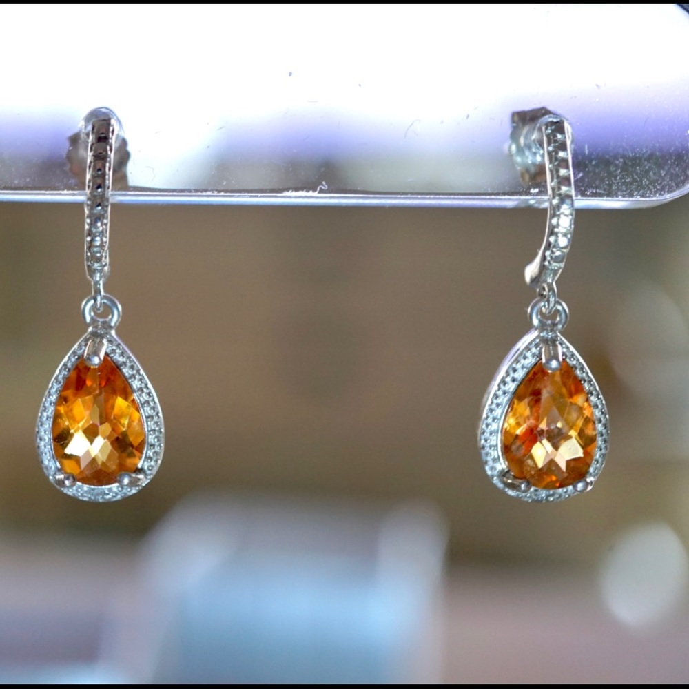 Azotic Topaz & Diamond Halo Earrings